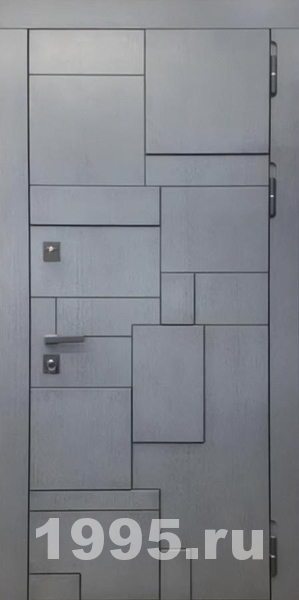 Входная дверь для квартиры с серыми 3D-панелями МДФ